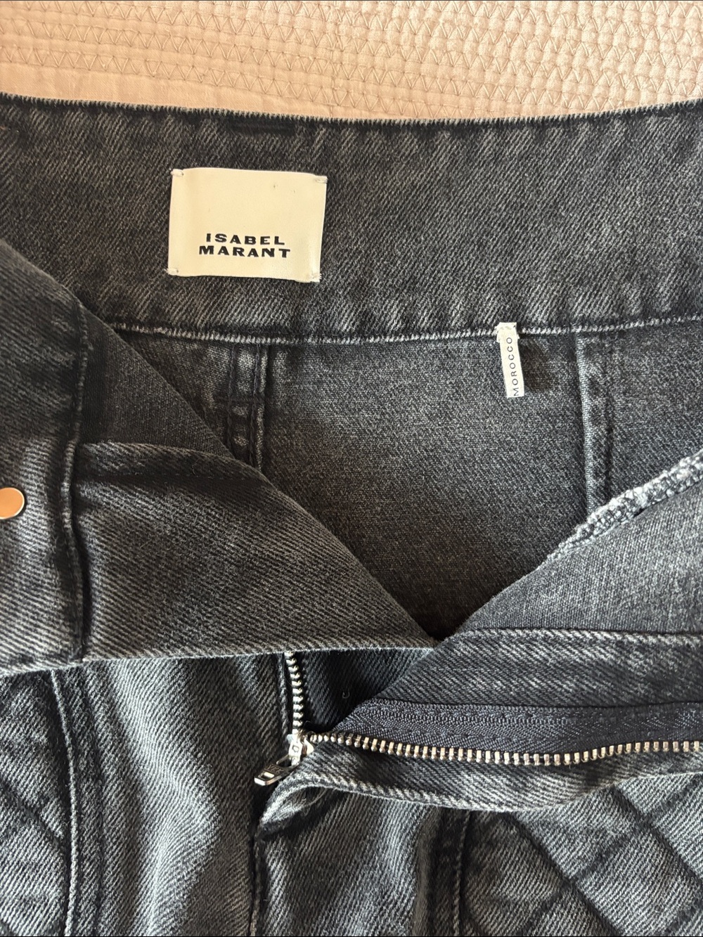 Isabel Marant Candice Quilted Front Pocket High-Waist Denim Shorts in Charcoal - Picture 8 of 8